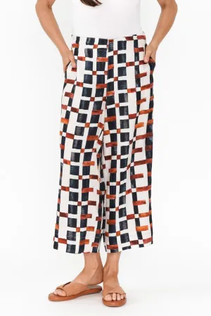 Adina Brown Geo Linen Pants