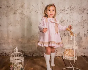 Babine AW24 - Girls Pink, Blue & Camel Checked Dress