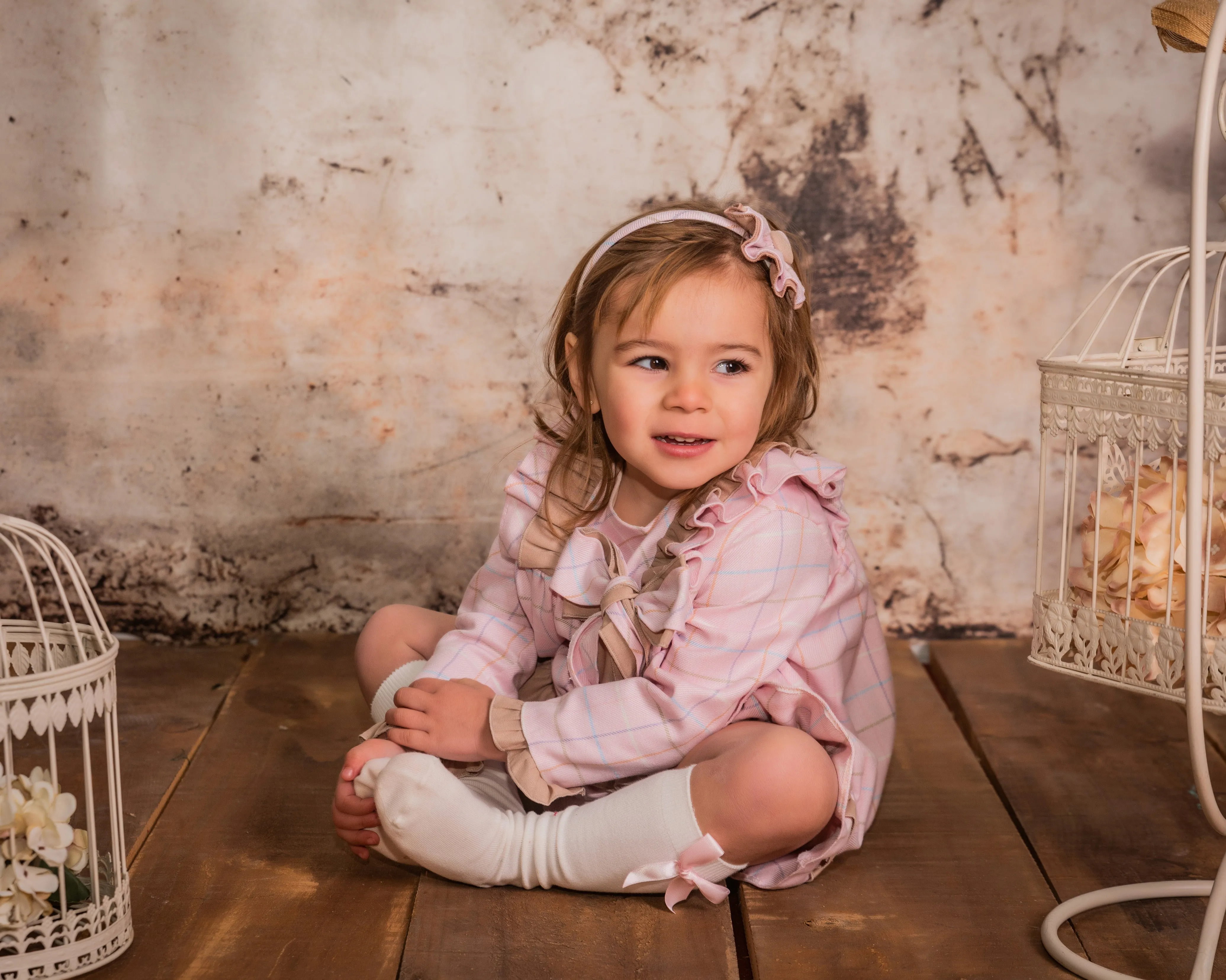 Babine AW24 - Girls Pink, Blue & Camel Checked Dress