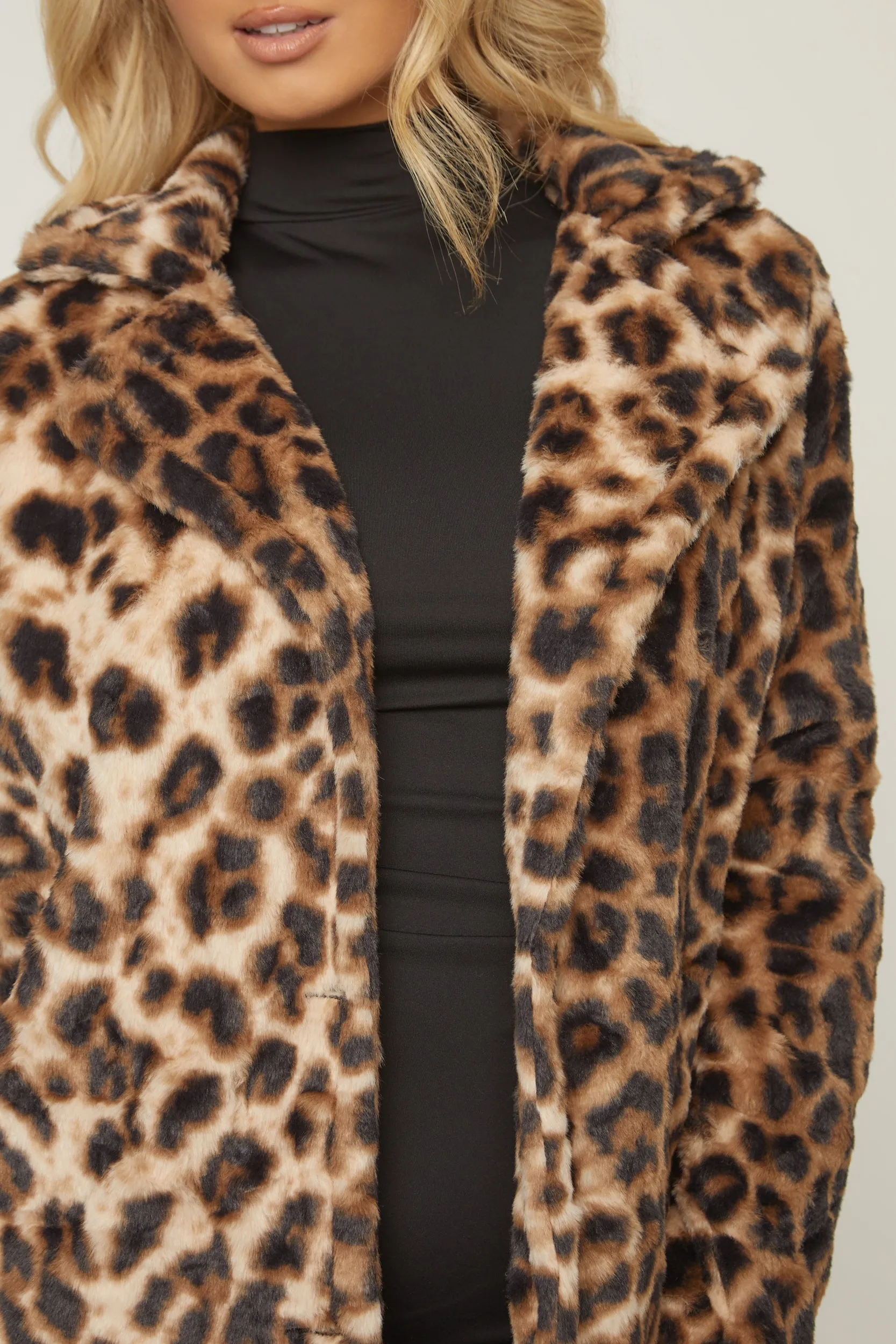Brown Leopard Print Faux Fur Coats - Yasmin
