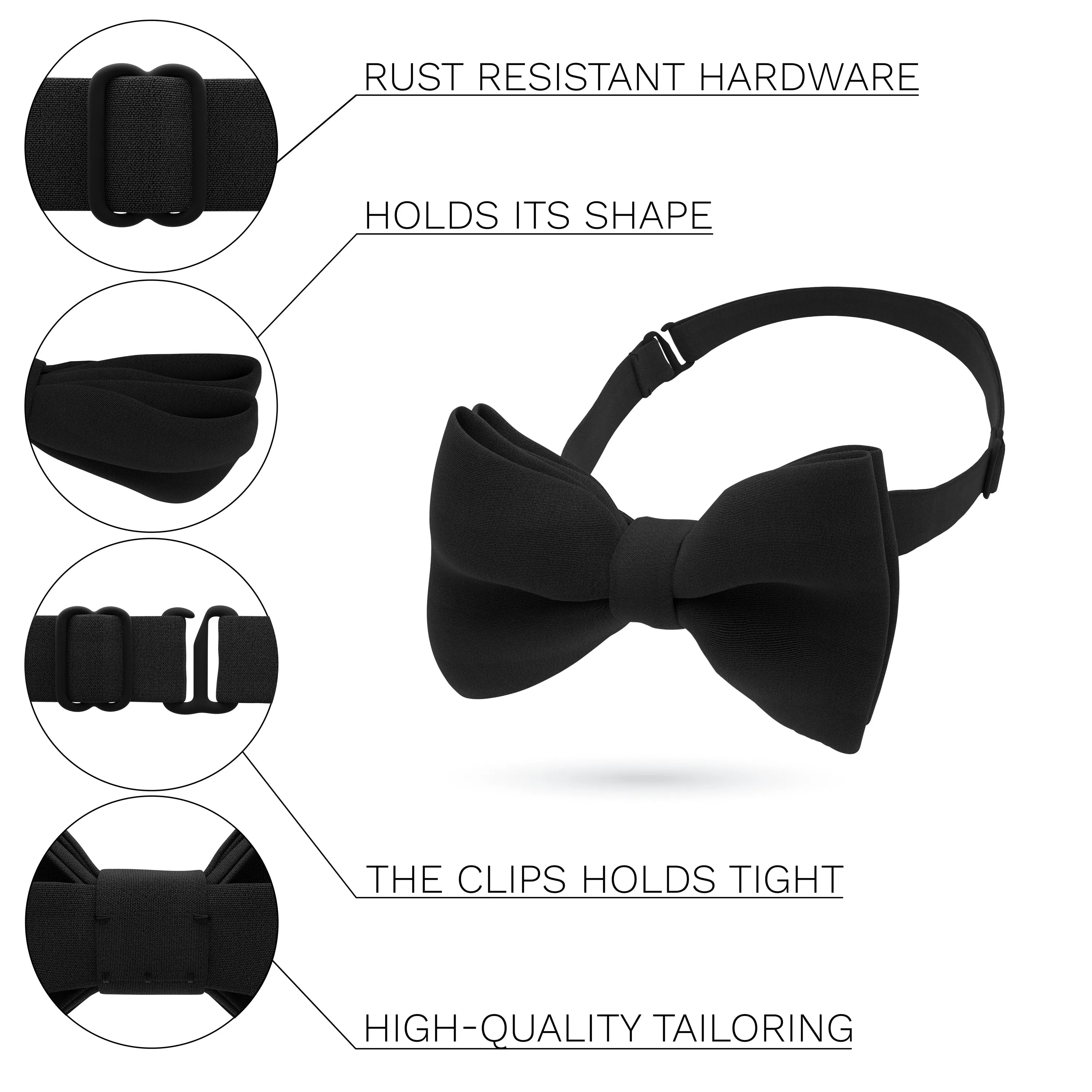 Crape Black Bow Tie
