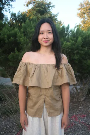 Darcy 100% Linen Off-Shoulder Ruffle Top