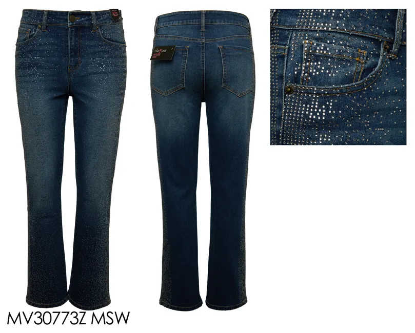 Dark Wash Bootcut Rhinestone Jeans