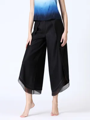 Elastic Gambiered Silk Two Pieces Falbala Pant