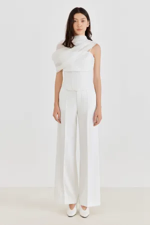Eryna Straight Wide Leg Poly Organza Floor Length Pants