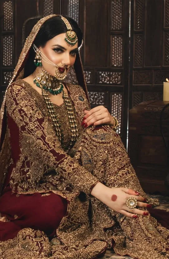 HSY Signature Bridal Ensemble with Handcrafted Gold Embroidery