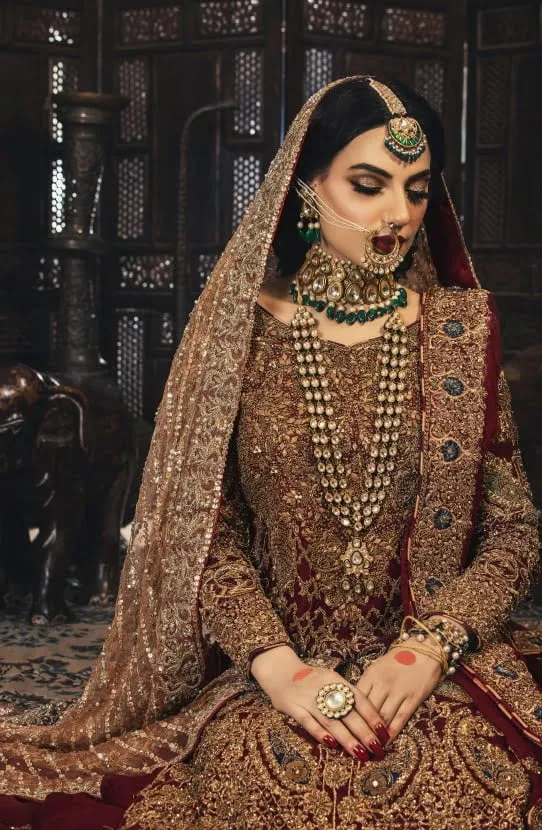 HSY Signature Bridal Ensemble with Handcrafted Gold Embroidery