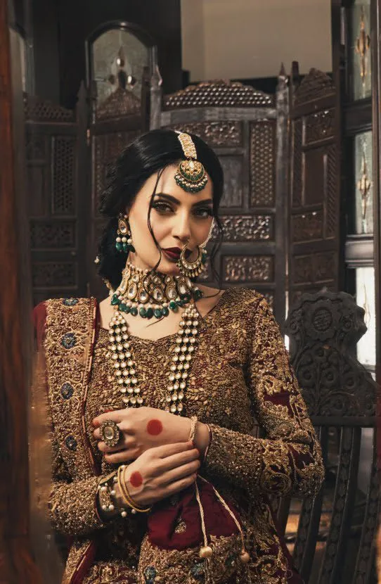 HSY Signature Bridal Ensemble with Handcrafted Gold Embroidery