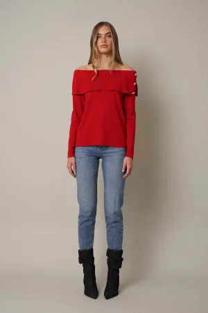 Marilyn Off-the-shoulder Sweater with Stones