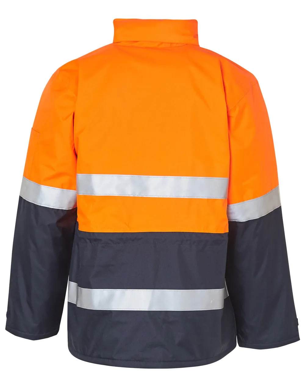 Mens Hi-Vis Long Line Safety Jacket With Polar Fleece Lining and 3M Reflective Tapes SW50