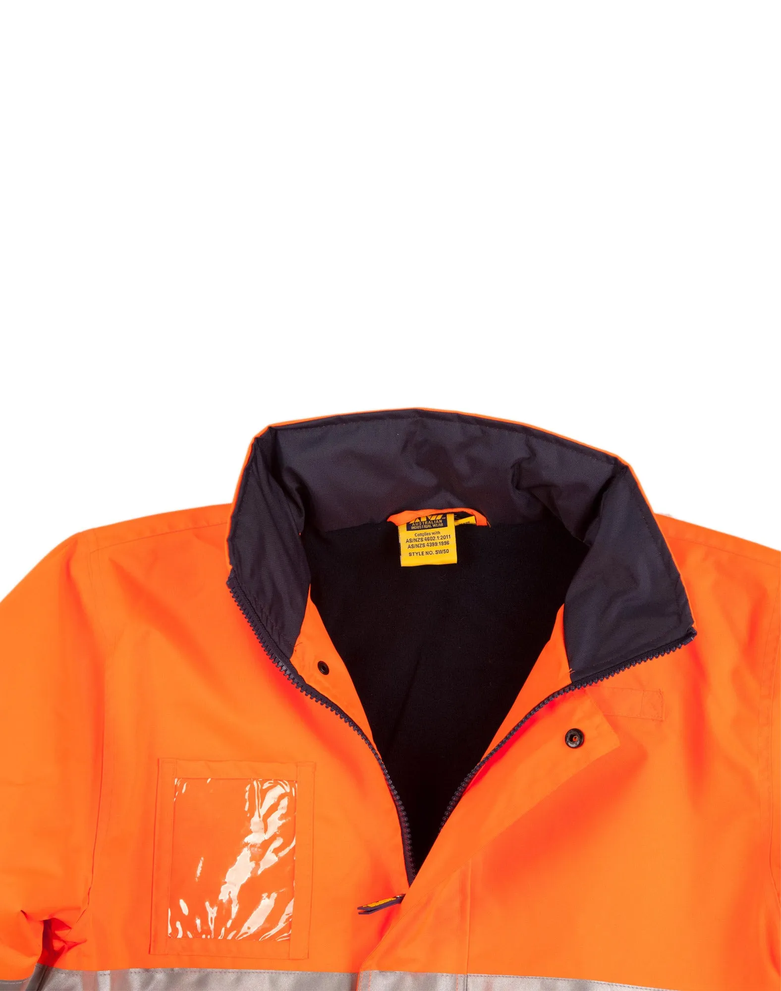 Mens Hi-Vis Long Line Safety Jacket With Polar Fleece Lining and 3M Reflective Tapes SW50
