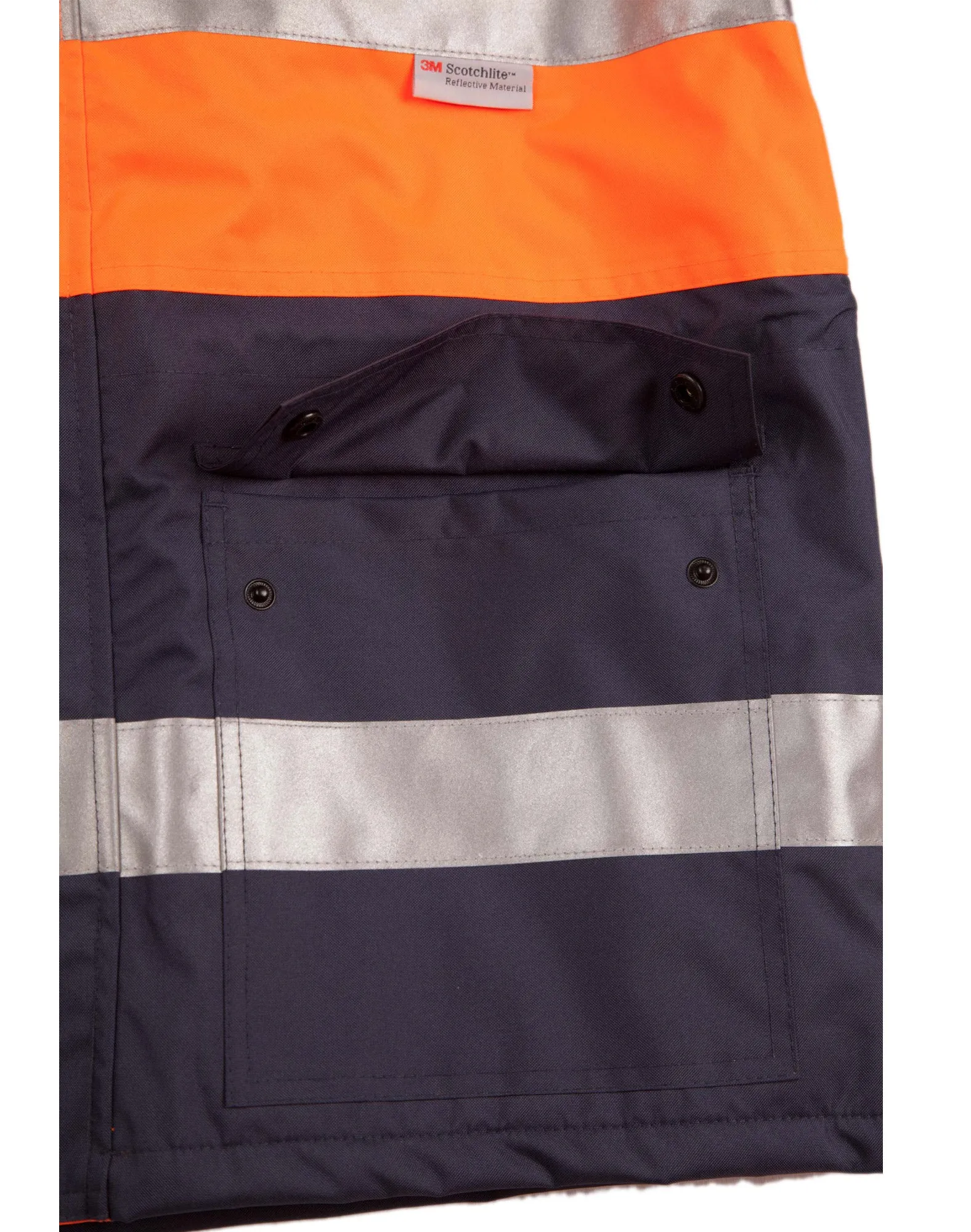 Mens Hi-Vis Long Line Safety Jacket With Polar Fleece Lining and 3M Reflective Tapes SW50