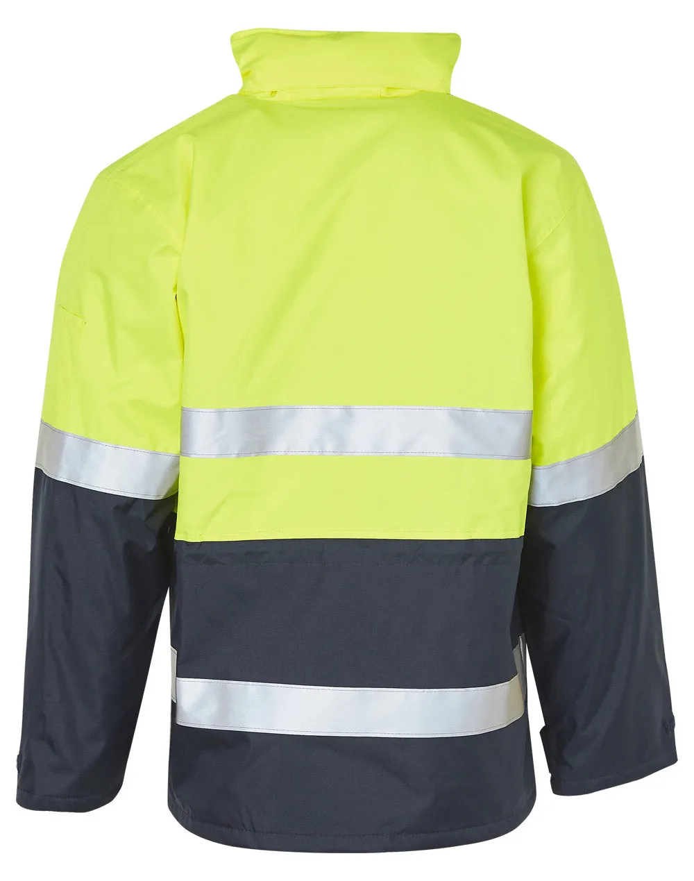 Mens Hi-Vis Long Line Safety Jacket With Polar Fleece Lining and 3M Reflective Tapes SW50