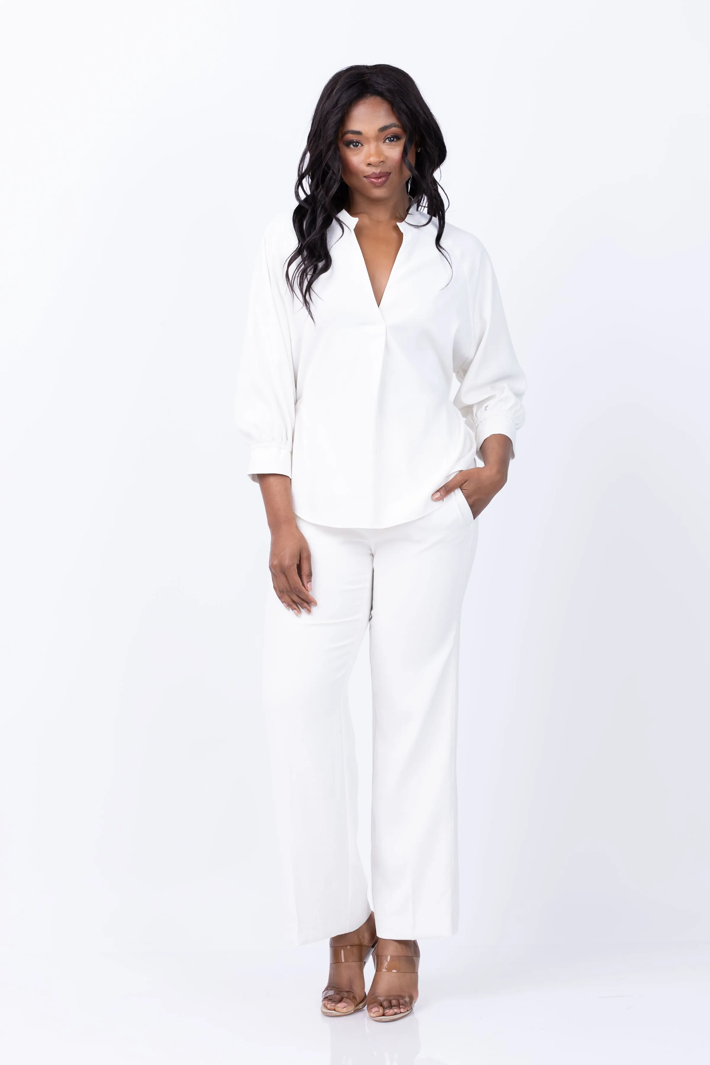 Nic   Zoe Breezy Cinch Top in Classic Cream