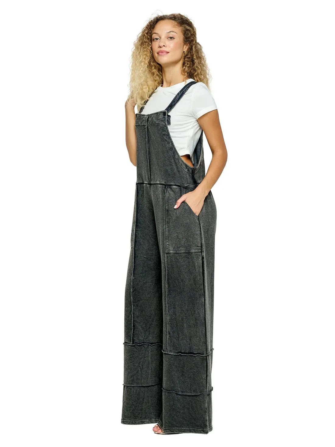 Patchwork Stonewashed Overalls