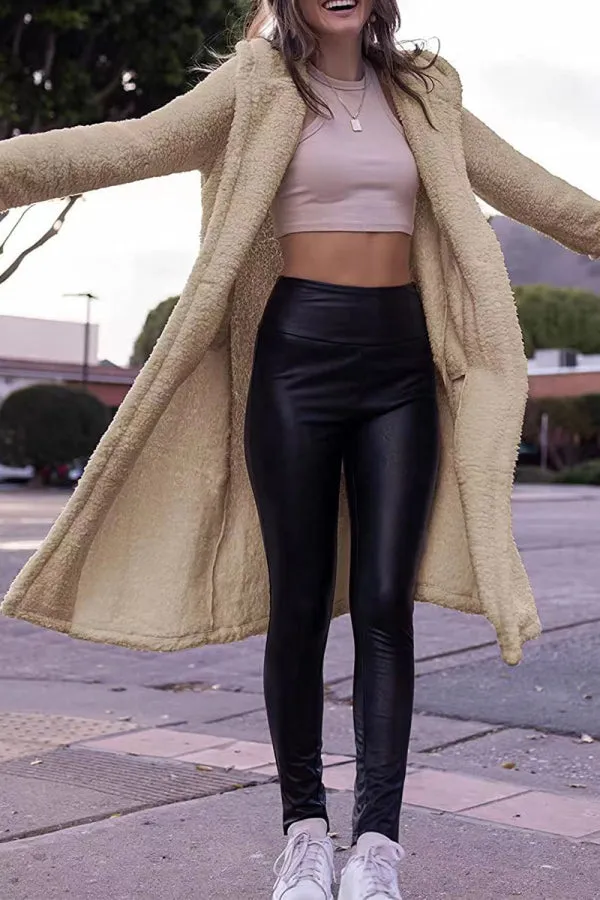 Purpdrank - Apricot Casual Solid Buttons Hooded Collar Outerwear