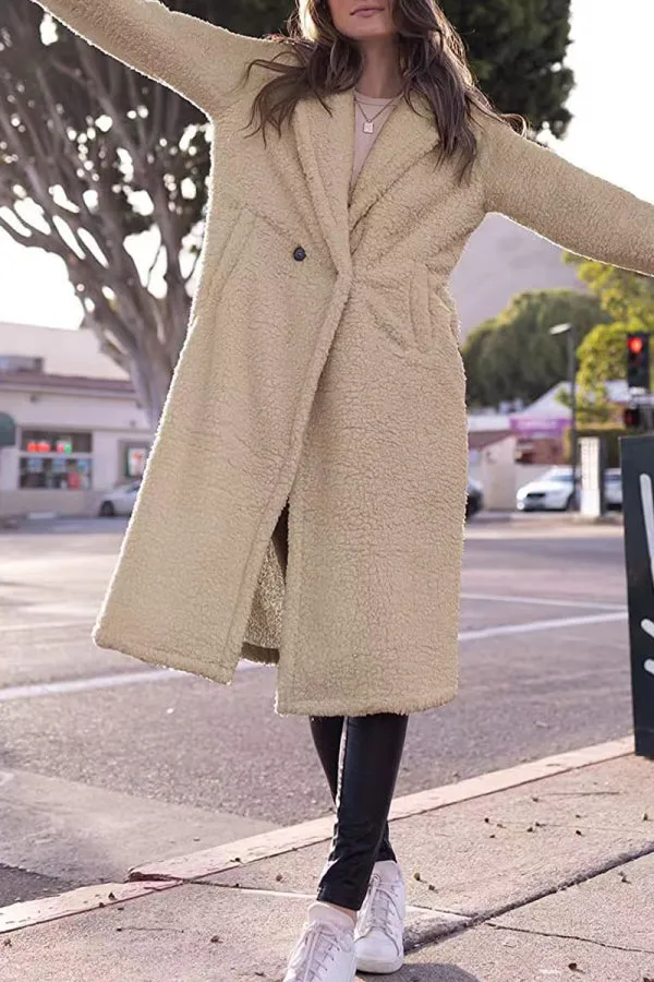 Purpdrank - Apricot Casual Solid Buttons Hooded Collar Outerwear