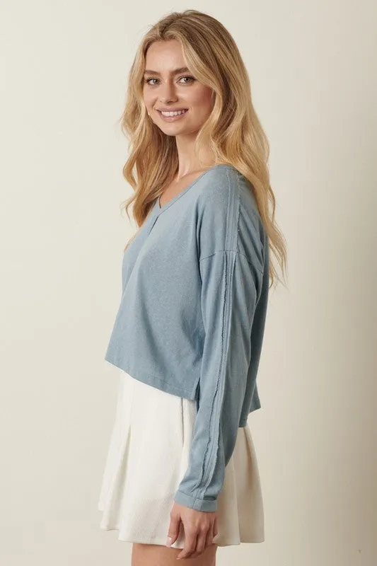 Raw Edge Cropped Top