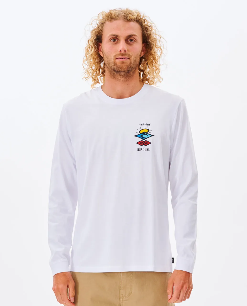 Rip Curl Mens Search Icon Long Sleeve Crew Neck T-Shirt
