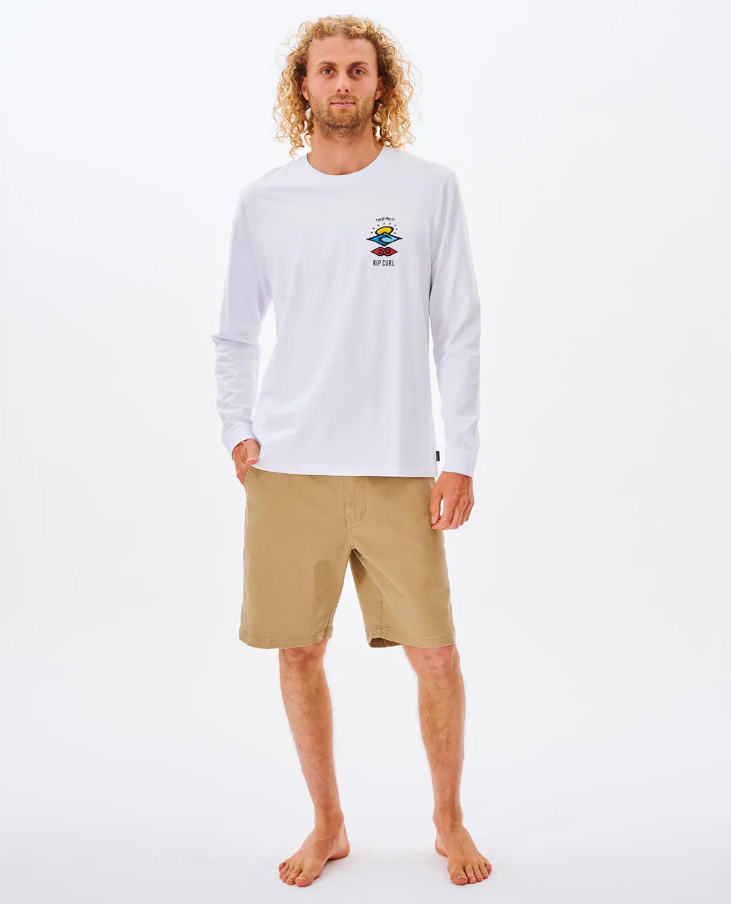 Rip Curl Mens Search Icon Long Sleeve Crew Neck T-Shirt
