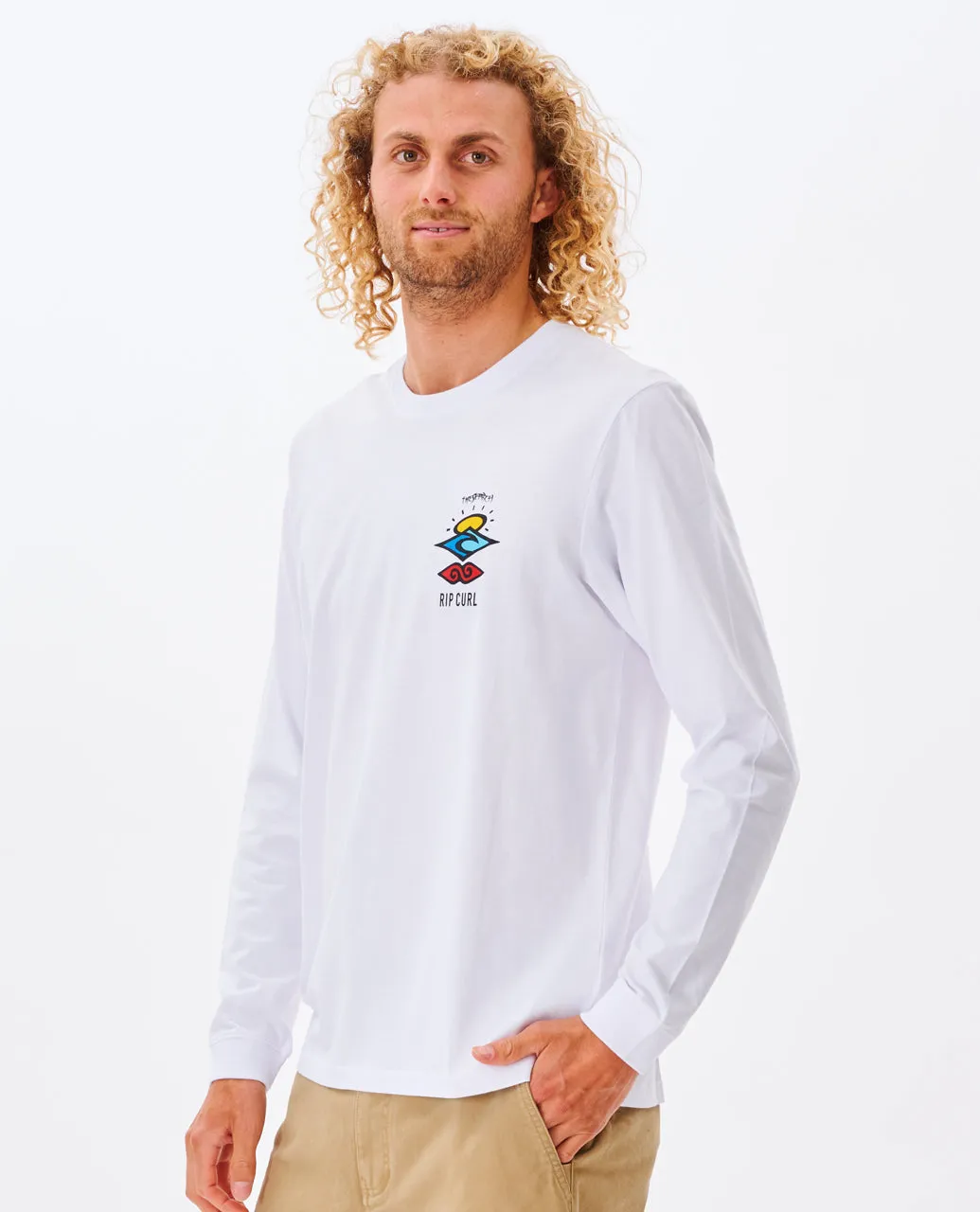Rip Curl Mens Search Icon Long Sleeve Crew Neck T-Shirt