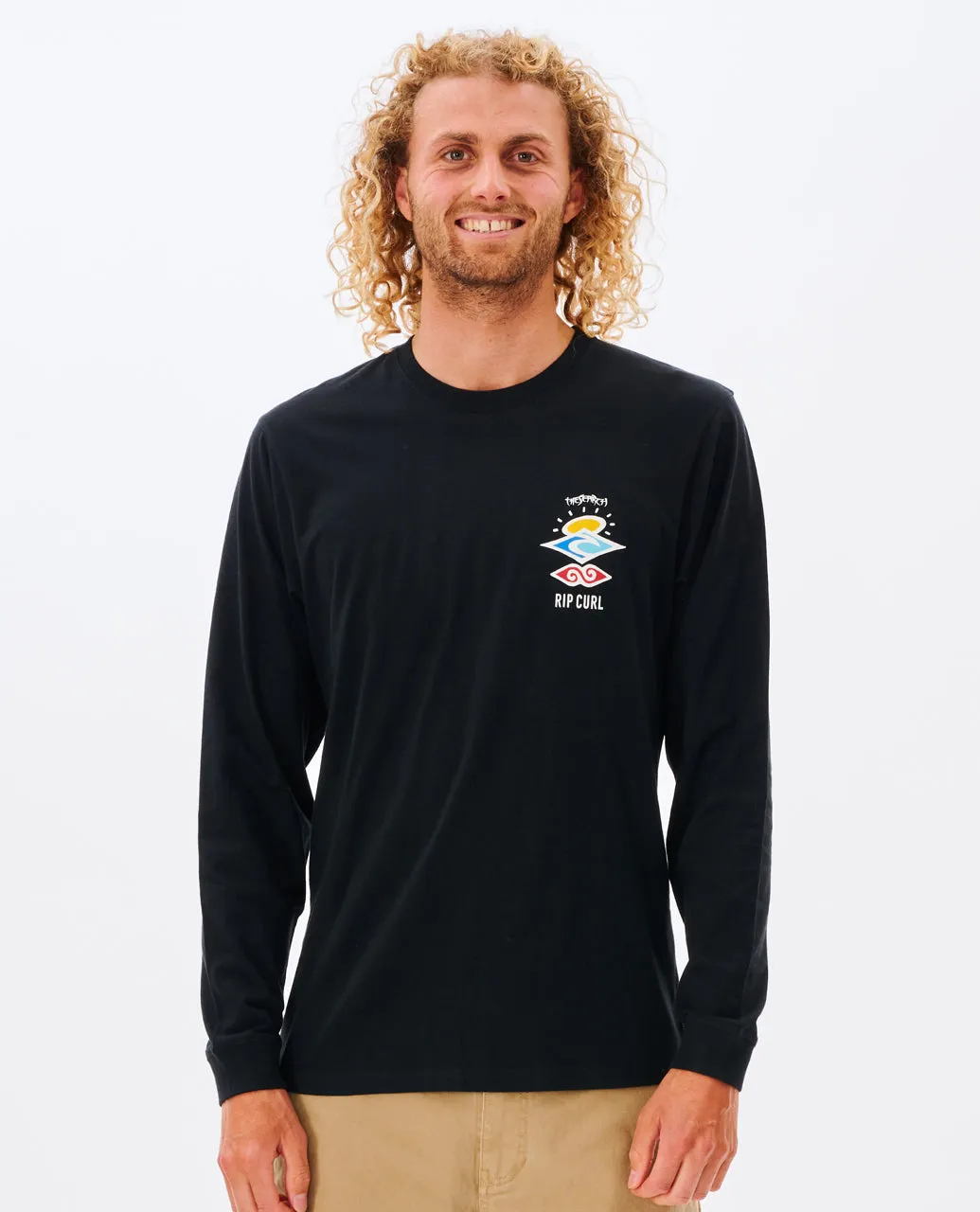 Rip Curl Mens Search Icon Long Sleeve Crew Neck T-Shirt