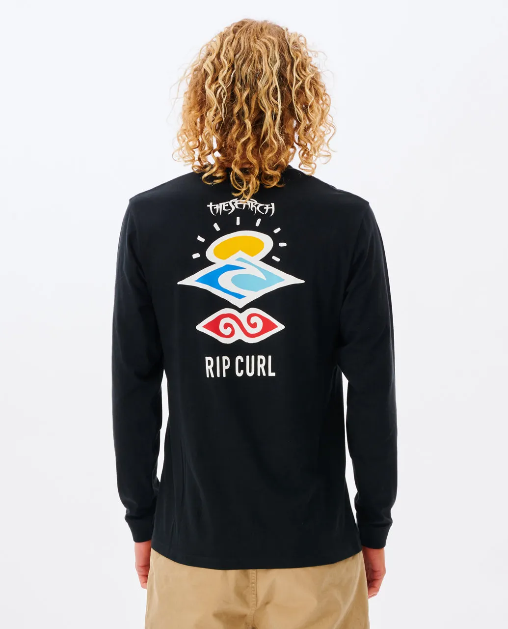 Rip Curl Mens Search Icon Long Sleeve Crew Neck T-Shirt