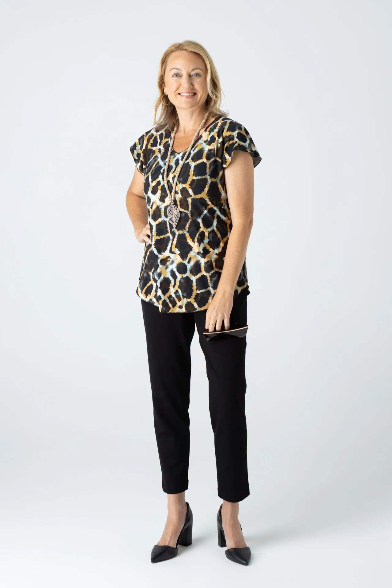 Rockpool Print Short Sleeve Jersey Top