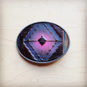 Rope Edge Magenta Navajo Leather Belt Buckle 907L