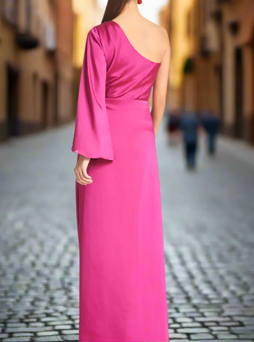 Simple Column One Shoulder Floor Length Mother of The Bride Dresses