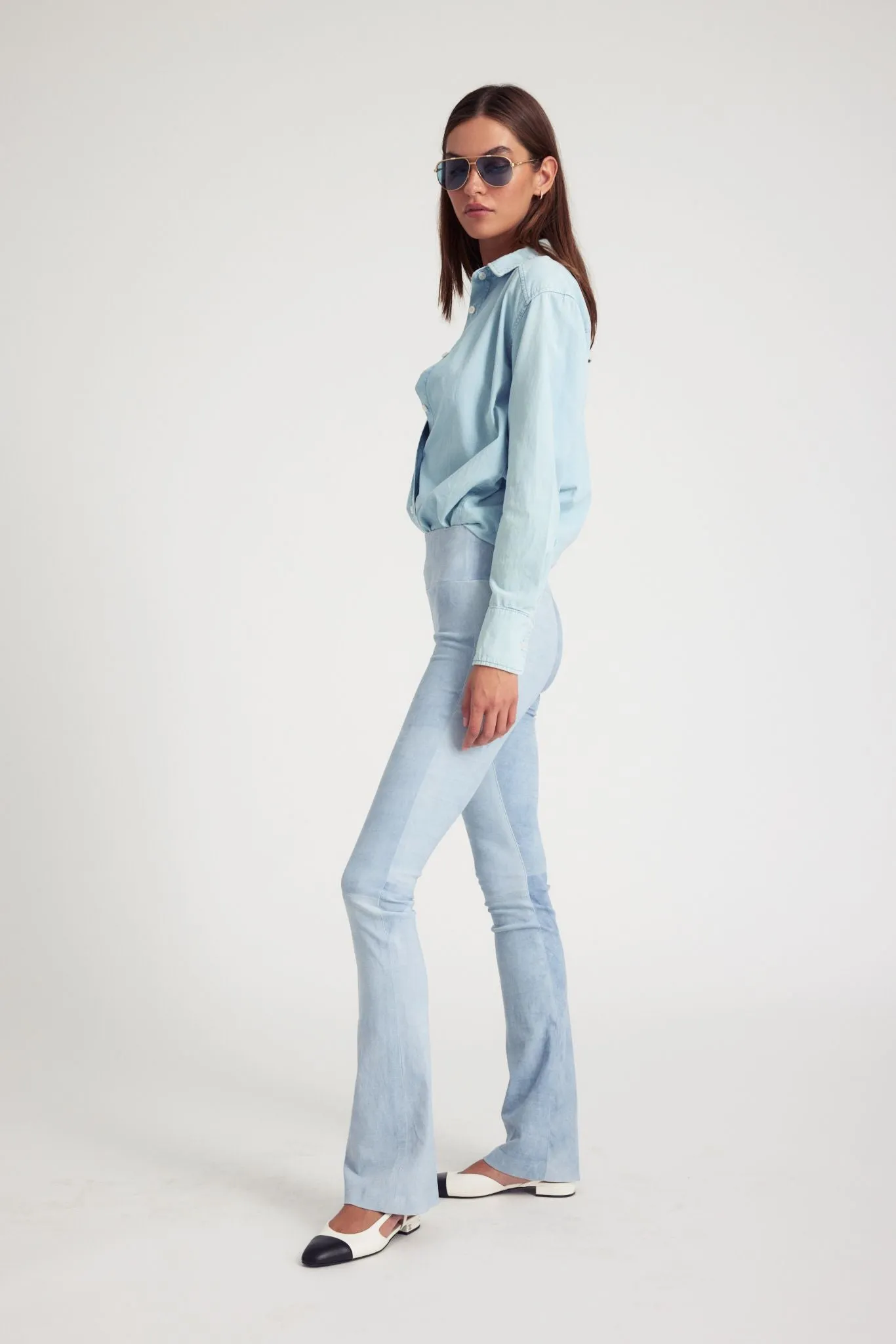 Sky Suede Micro Flare