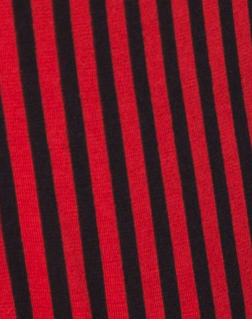 Solemo Bodice in Mini Stripe Red and Black