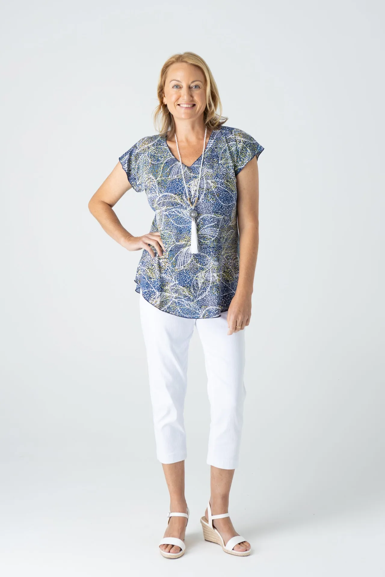 Spring Print Short Sleeve Jersey Top