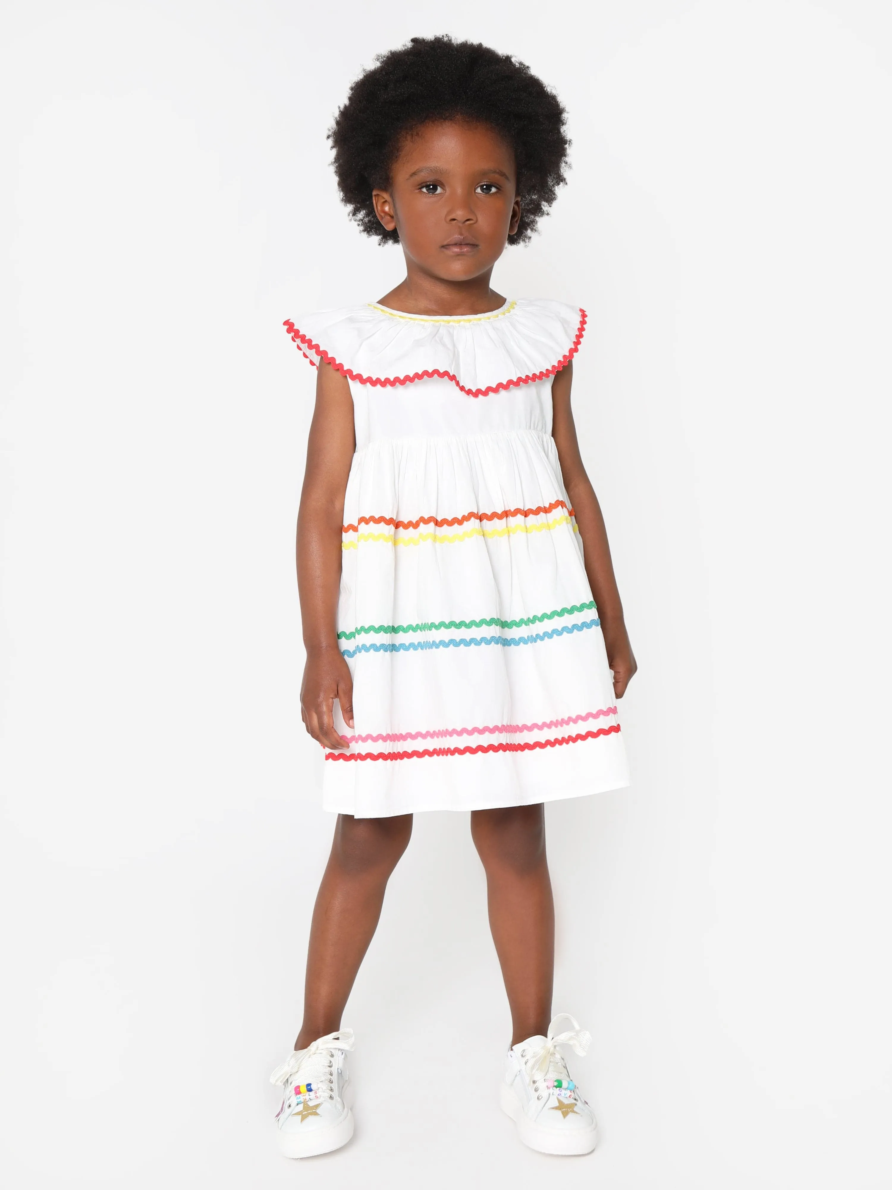 Stella McCartney Baby Girls Ric Rac Ribbon Dress in Ivory