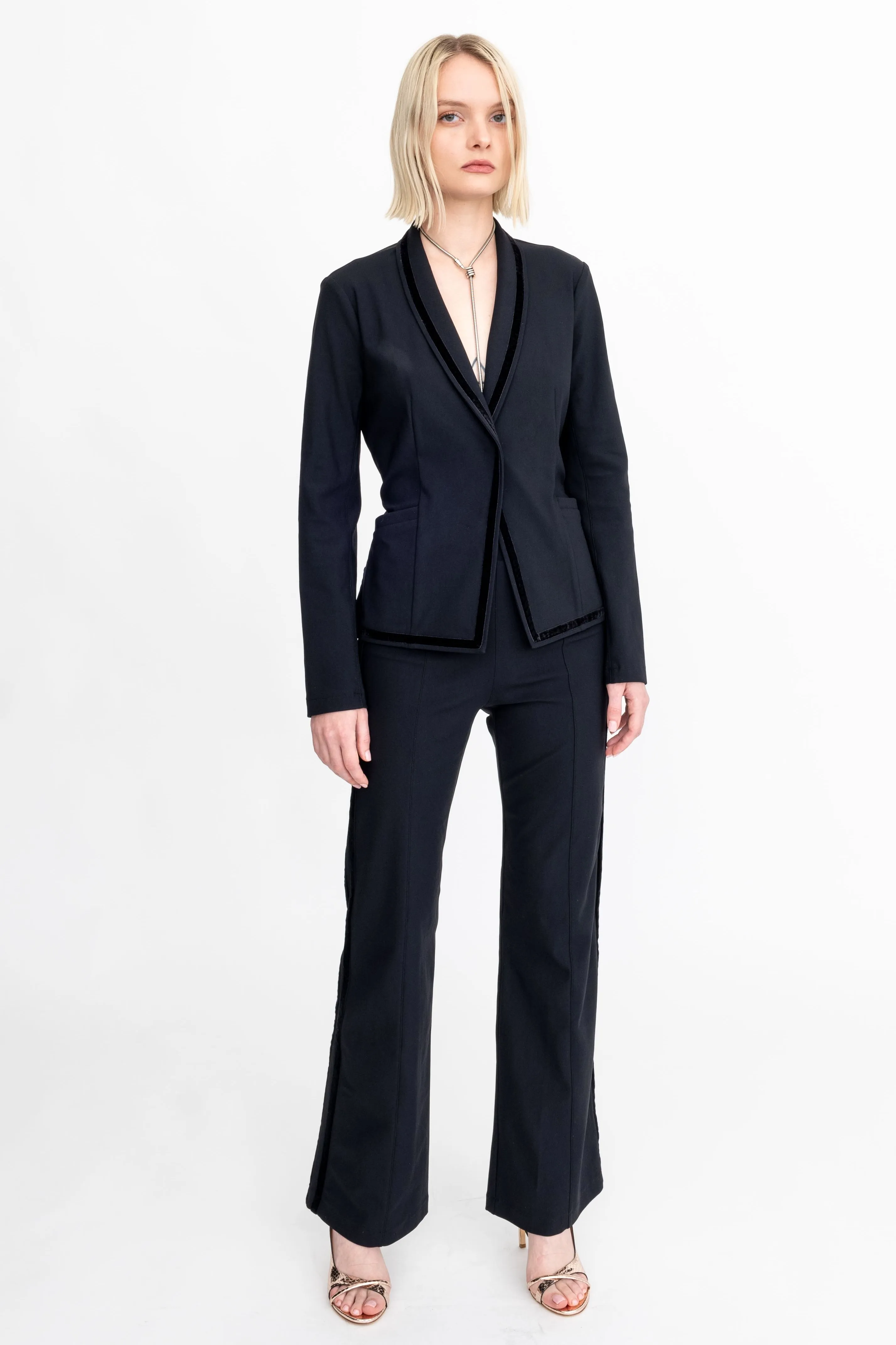 Tech Stretch Flare Pants with Side Velvet Stripes - ARDEN H24