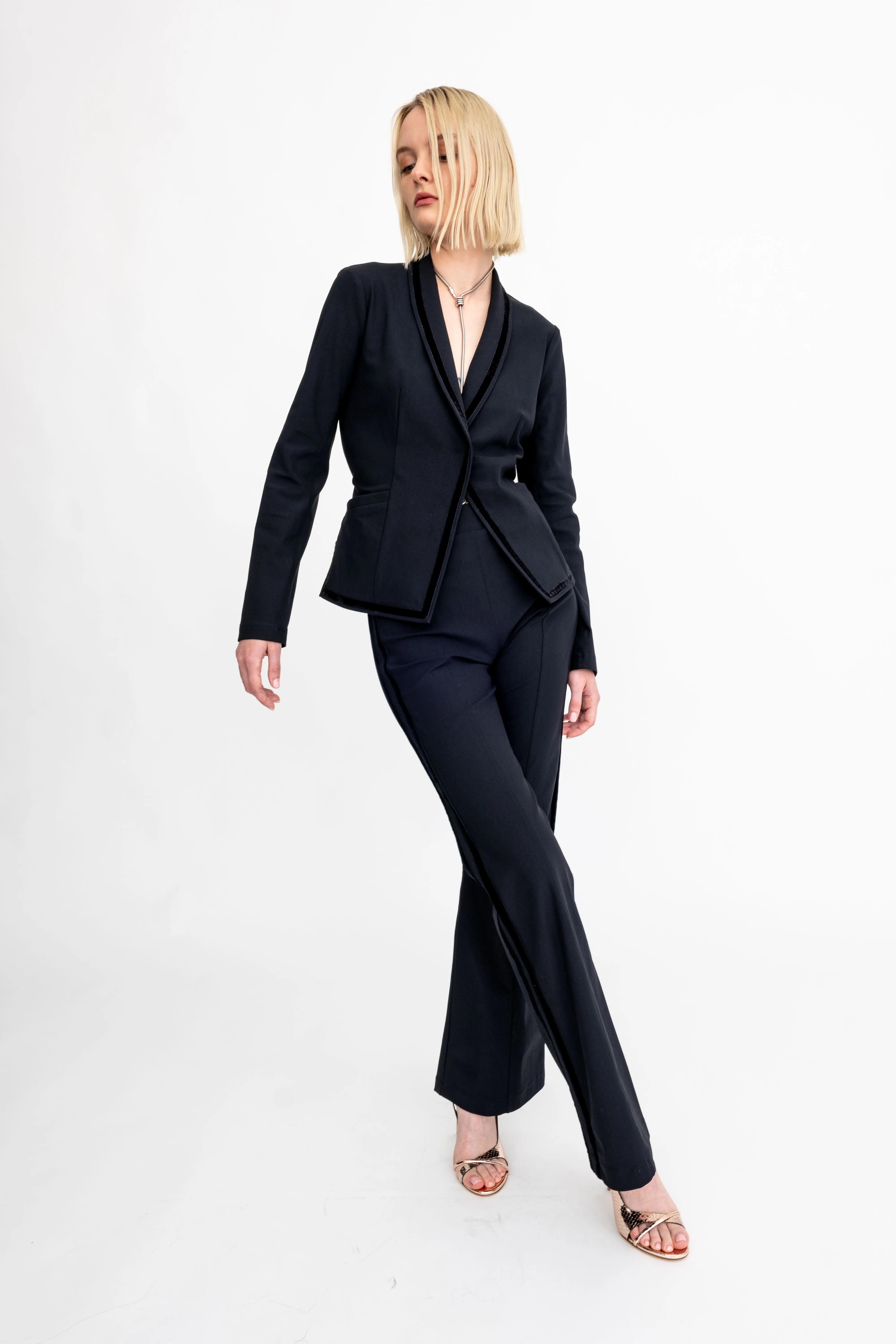 Tech Stretch Flare Pants with Side Velvet Stripes - ARDEN H24