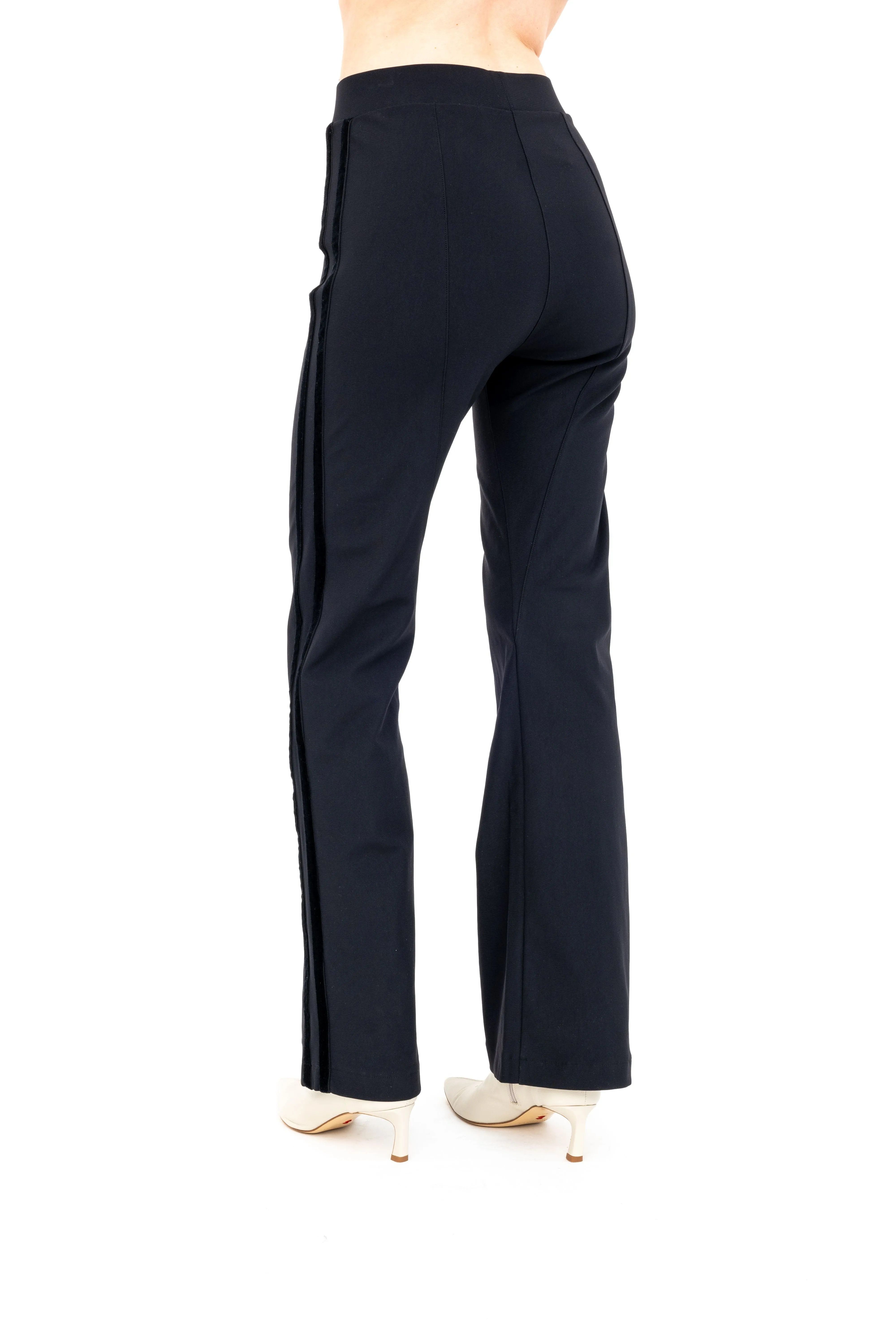 Tech Stretch Flare Pants with Side Velvet Stripes - ARDEN H24