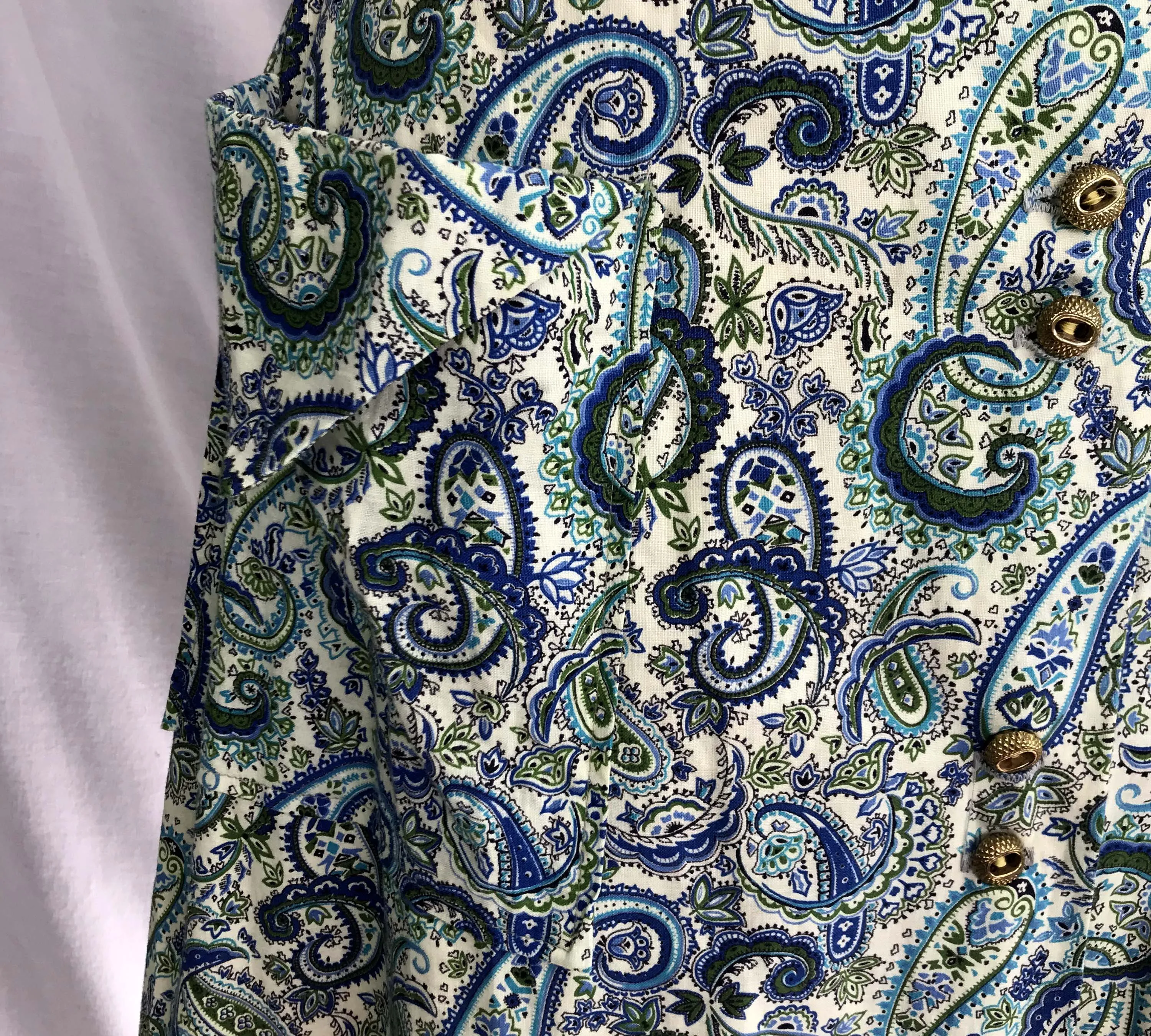 Vintage 40s 1940s | Wartime Fit and Flare Paisley Cotton Day Dress | M/L 10