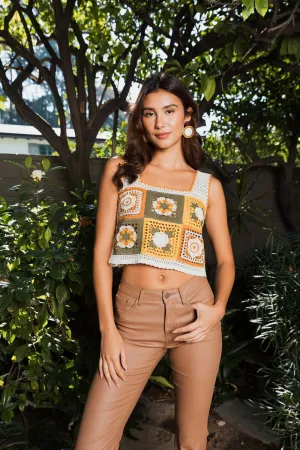 Vintage Bloom Crochet Crop Top