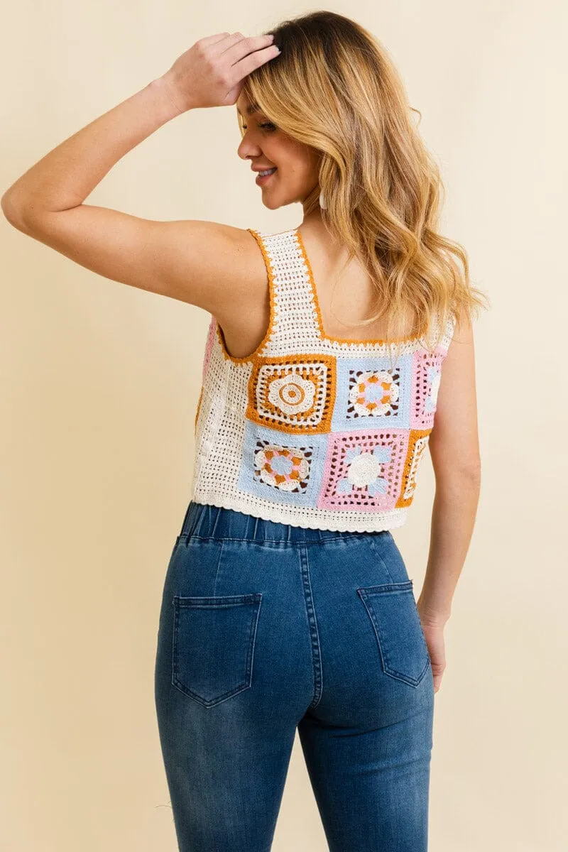Vintage Bloom Crochet Crop Top