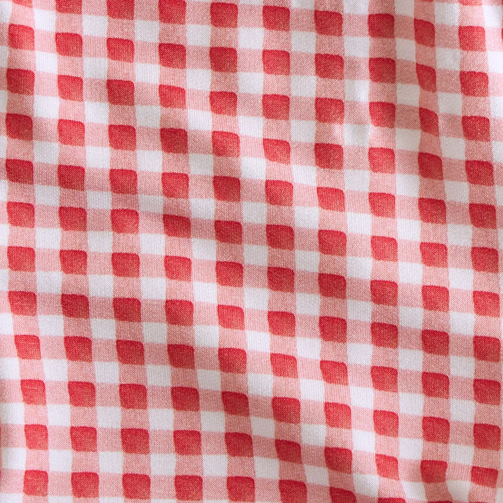 Watercolor Gingham French Terry Short Overalls