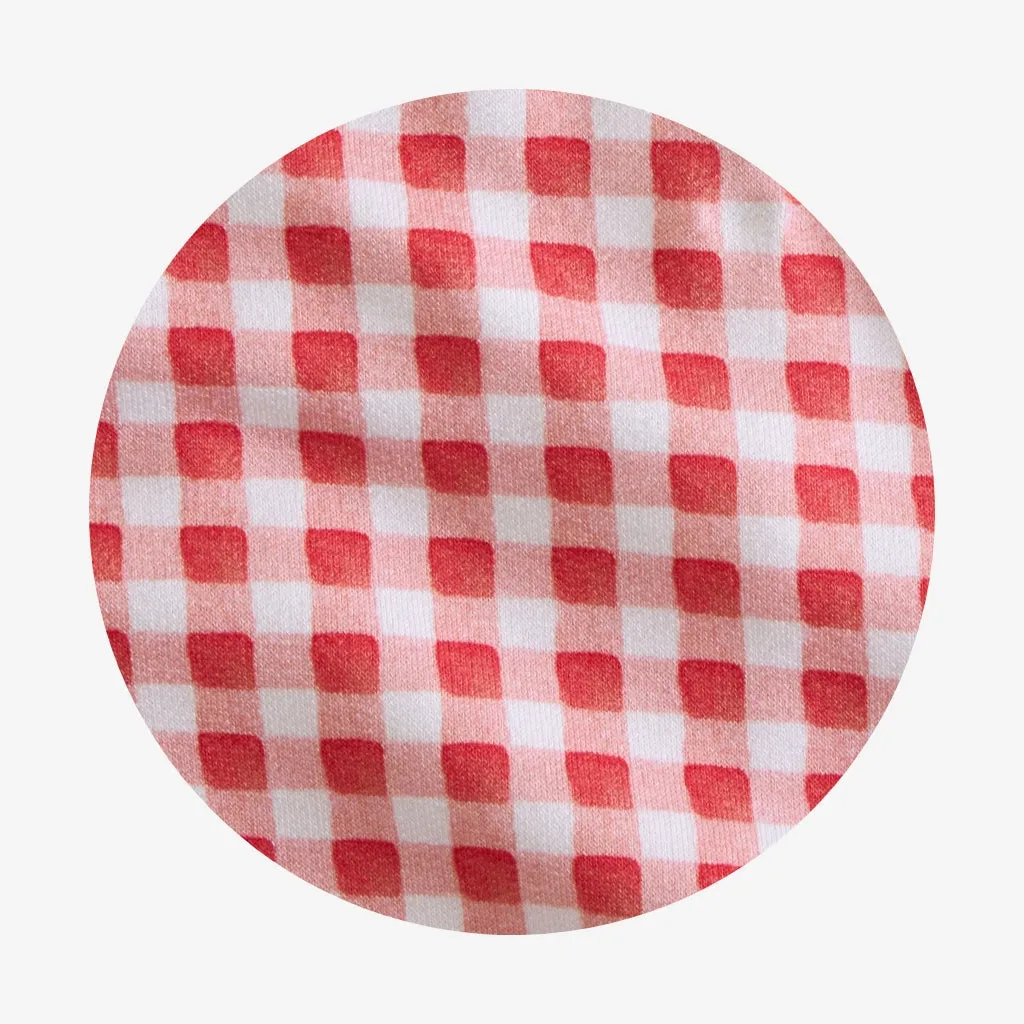 Watercolor Gingham French Terry Short Overalls