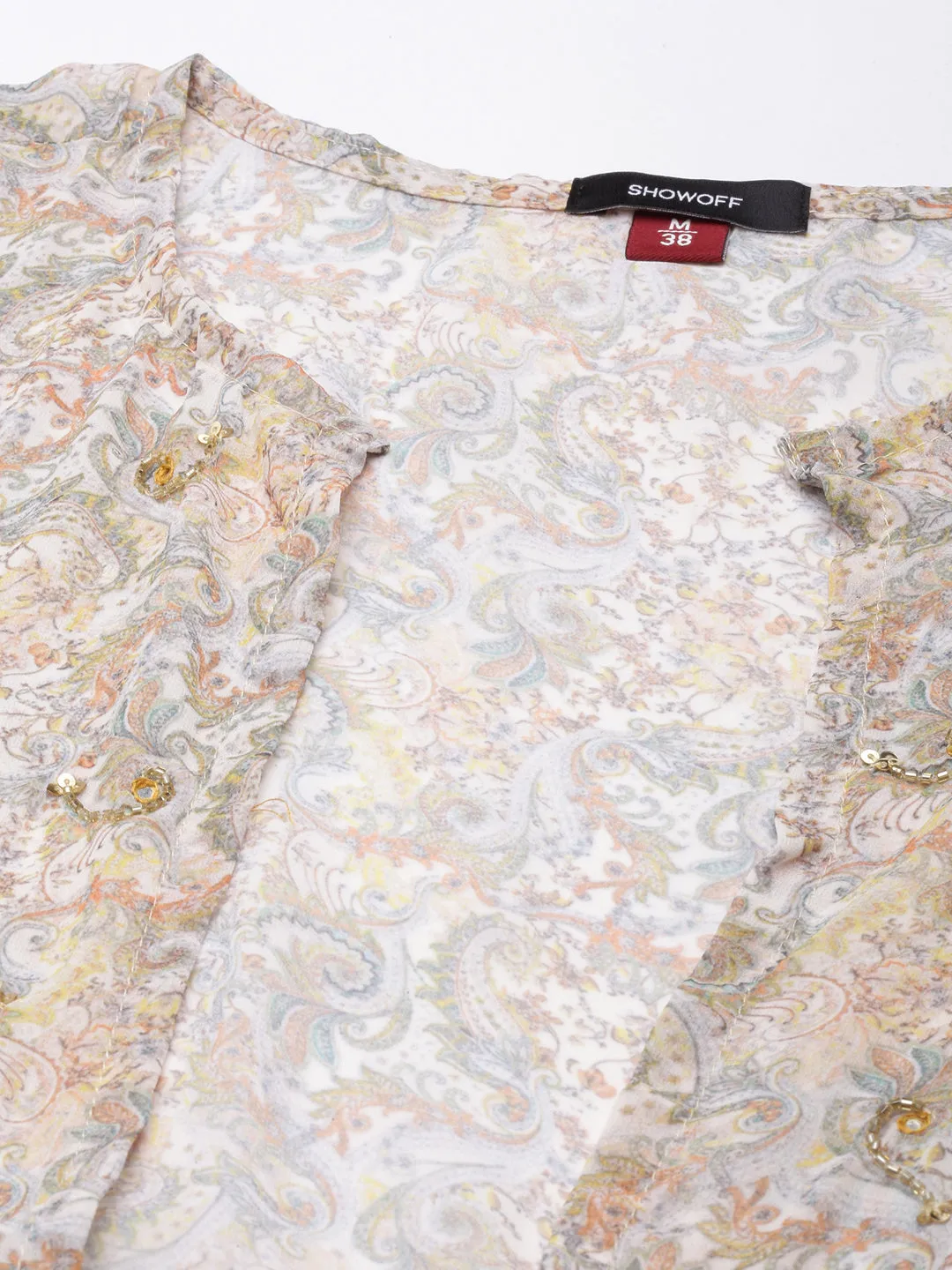 Women Olive Floral Fit And Flare Dress With Over Coat