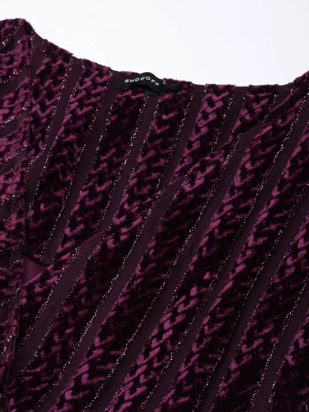 Women Purple Striped Fit and Flare Dress