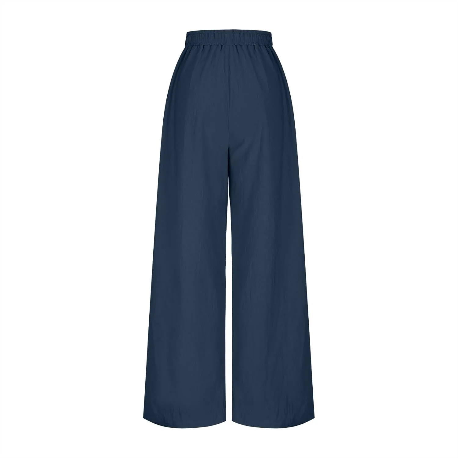 Women Summer Boho Cargo Pants Cotton Linen Baggy Wide Leg Beach Trousers Drawstring Waist Culottes with Pockets